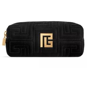 Balmain Paris Black and Gold travel make up bag